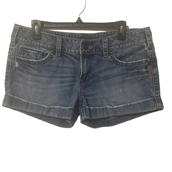 SILVER Mika Denim Shorts w/Cuffed Hem & Embroidery on Back Pockets